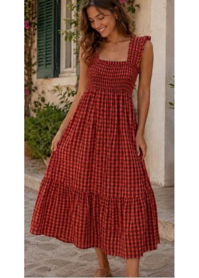 Vestido cuadro con VOLANTES...