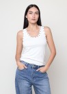 Top tachas blanco algodón