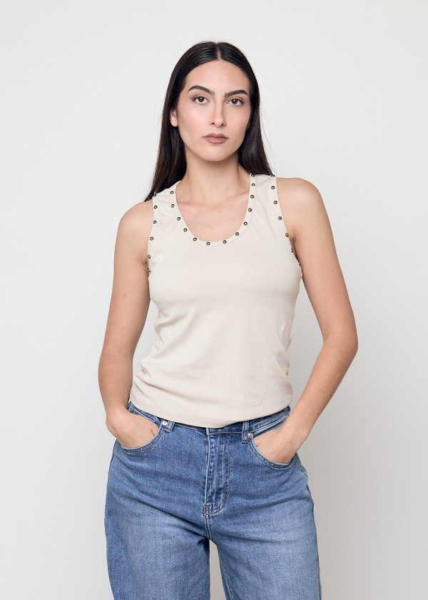 Top tachas beis algodón