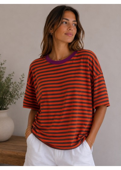 Camiseta cuello redondo rayas