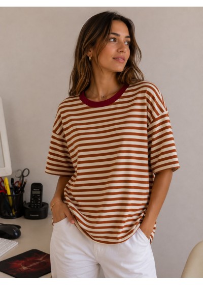 Camiseta cuello redondo rayas