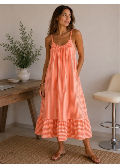 Vestido fluor tirante volante