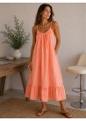 Vestido fluor tirante volante
