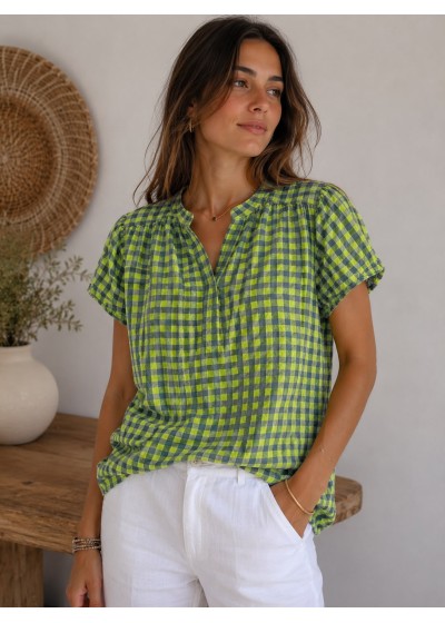 Camisa de cuadros fluor...