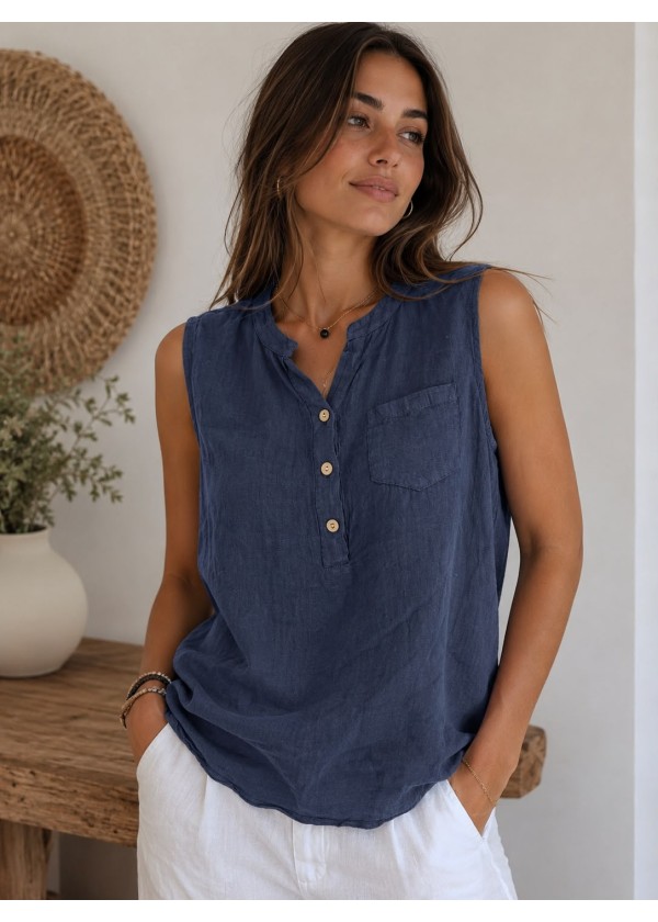 Camisa bolsillo lino