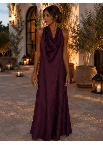 Vestido Largo Satinado Jacquard