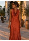 Vestido Largo Satinado Jacquard
