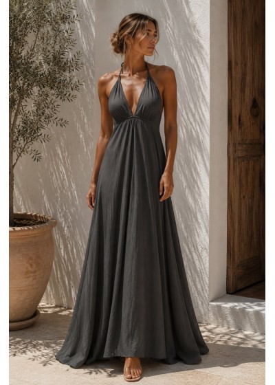 Vestido largo raso