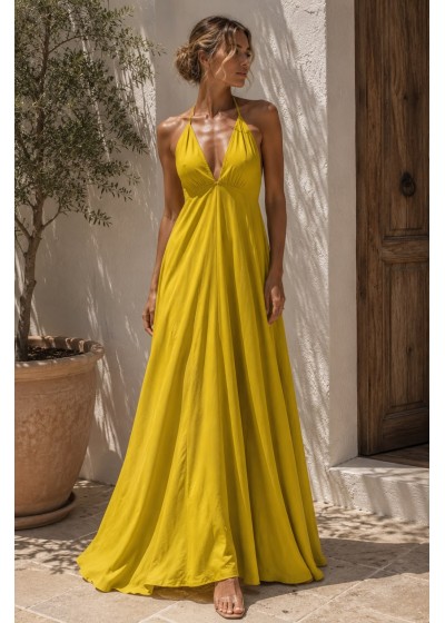 Vestido largo raso