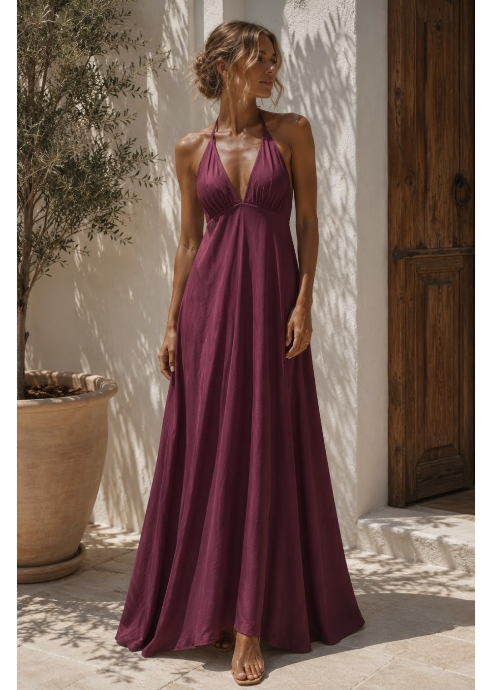 Vestido largo raso