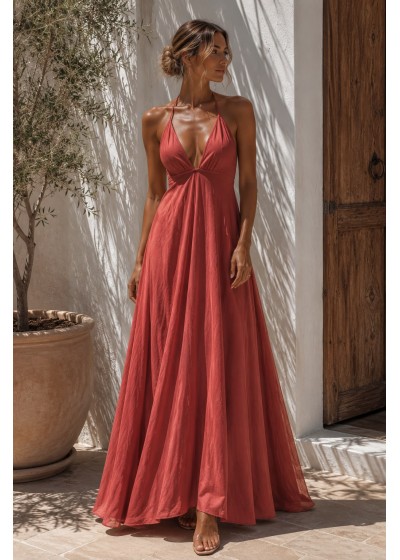 Vestido largo raso