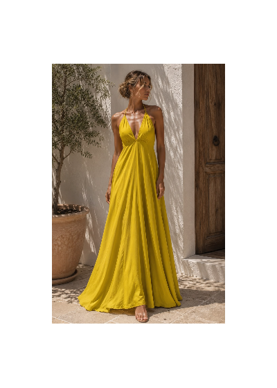 Vestido largo raso