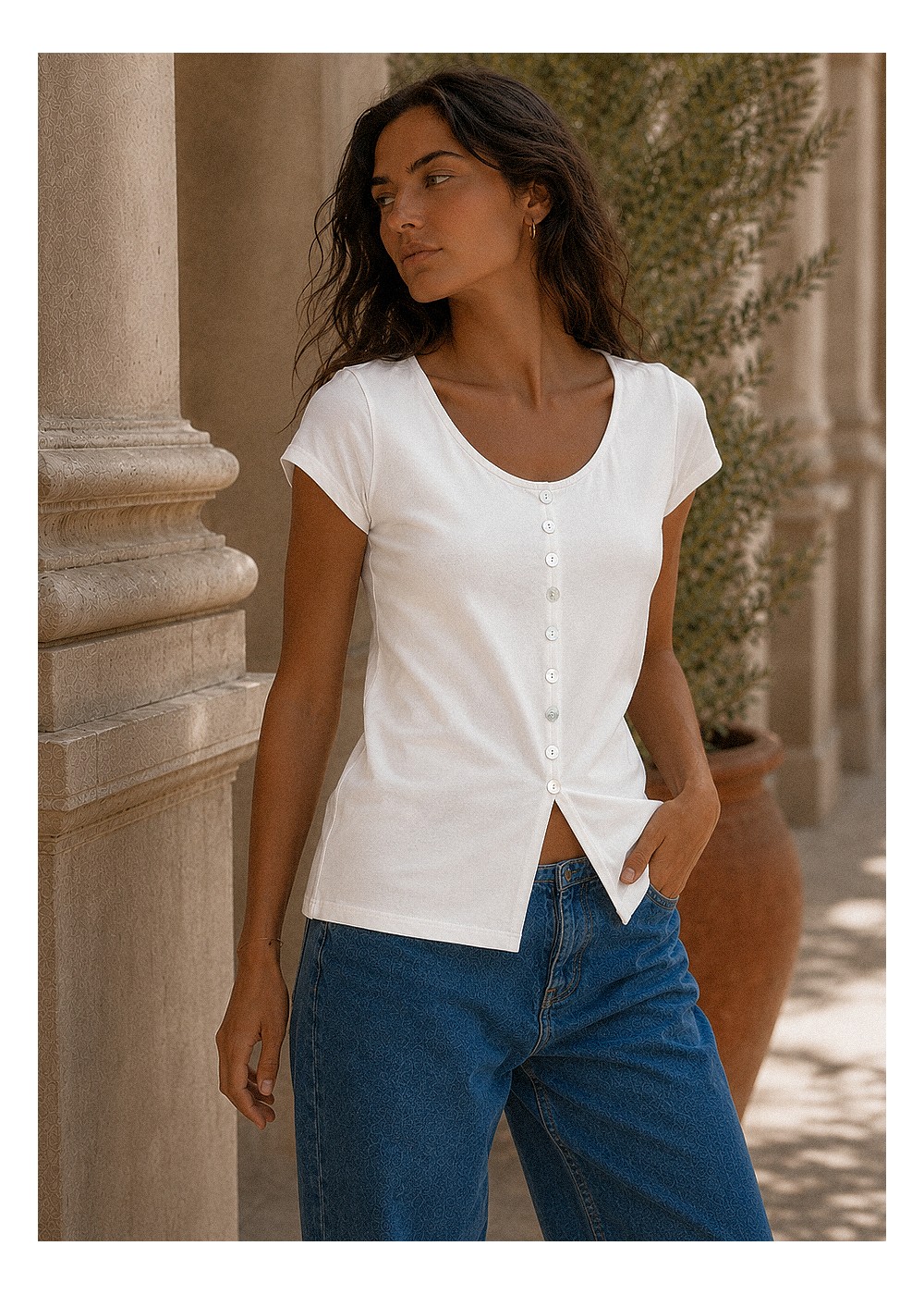 Camiseta algodon botones