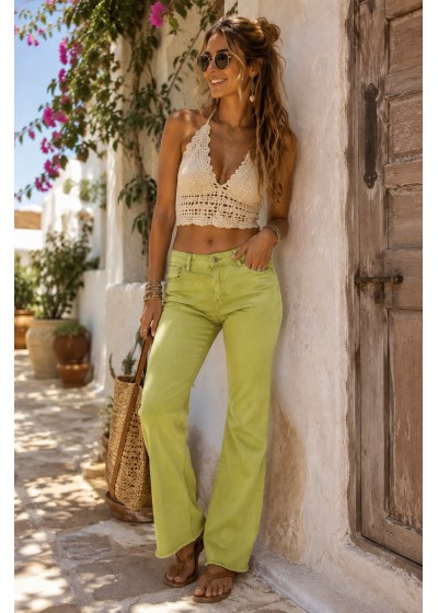 Pantalón campana verde kiwi...