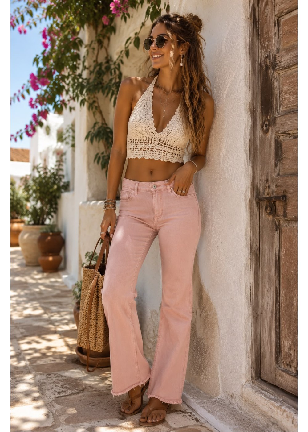 Pantalón acampado rosa