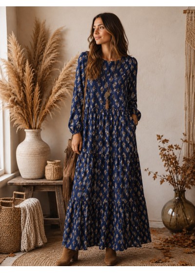 Vestido estampado volantes...