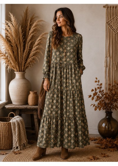 Vestido estampado volantes...