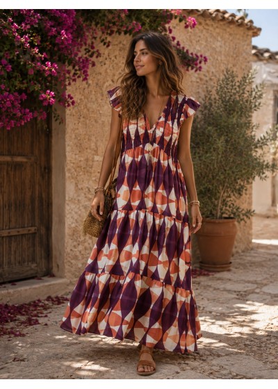 Vestido estampado cuello...