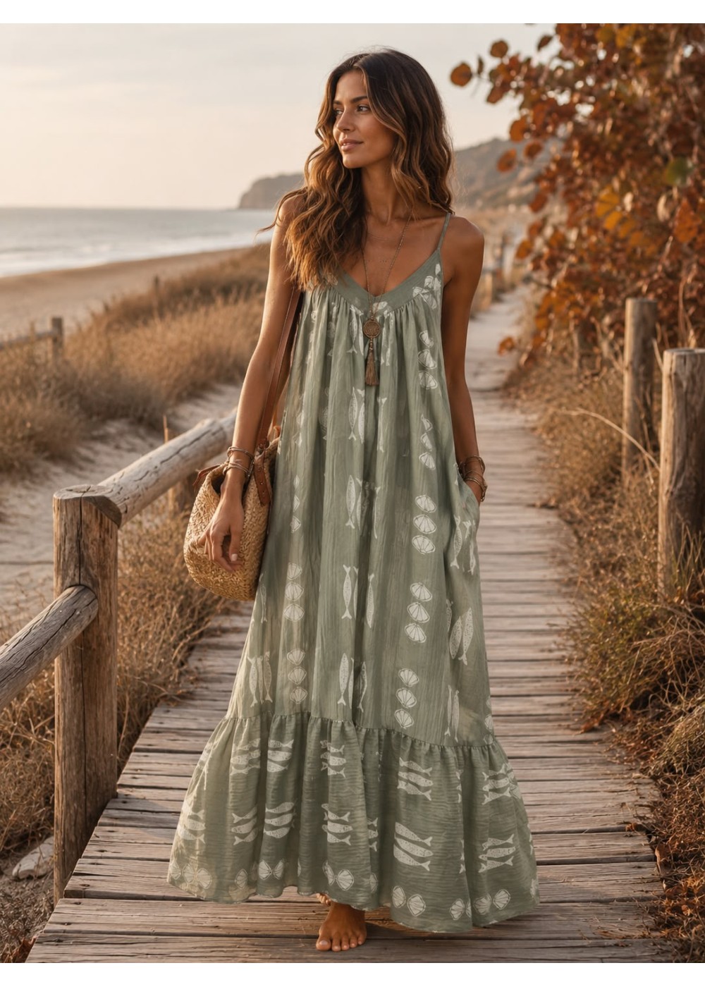 Vestido sardina concha verde agua