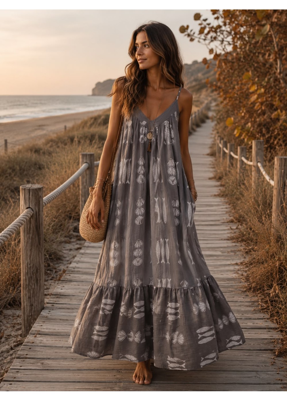 Vestido sardina concha  chocolate