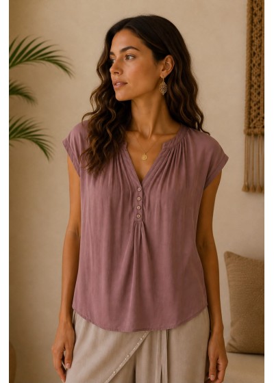 Blusa botones satinada...