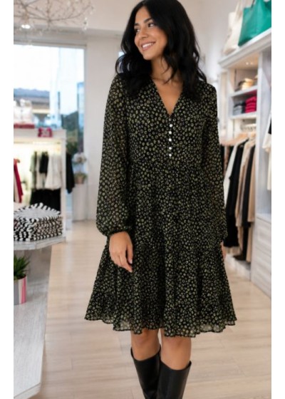 Vestido  frunce cuello pico...