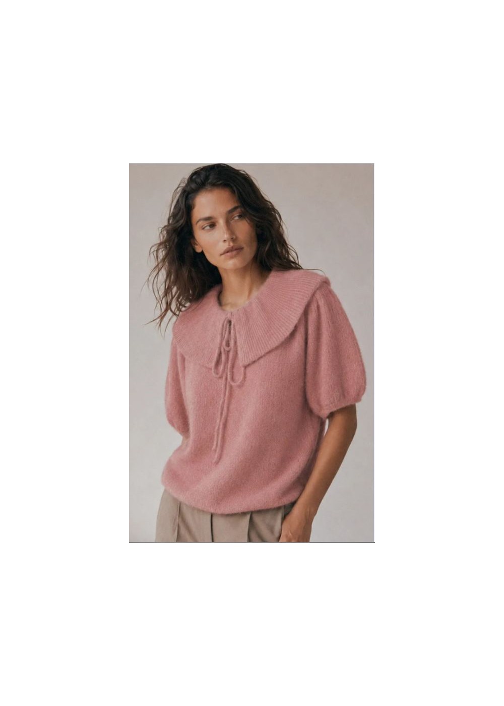 Jersey cuello bebé manga abullonada rosa