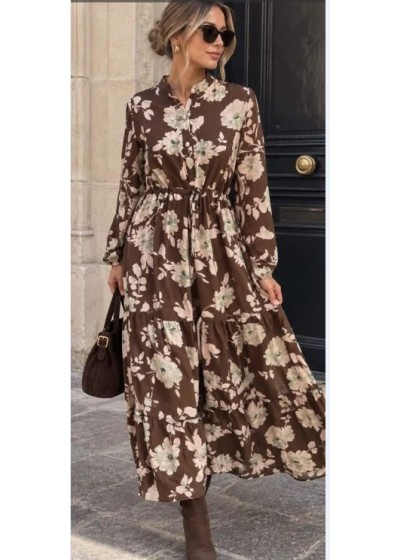 Vestido largo estampado lola chocolate