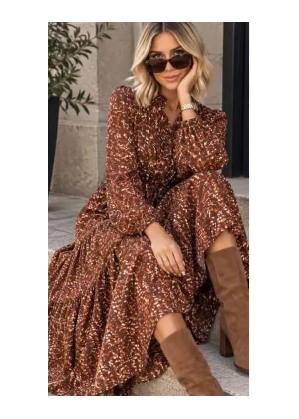 Vestido largo Vega chocolate