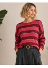 Jersey calado  contraste granate rojo