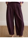 Pantalón ballon bolsillos laterales elasticos berenjena