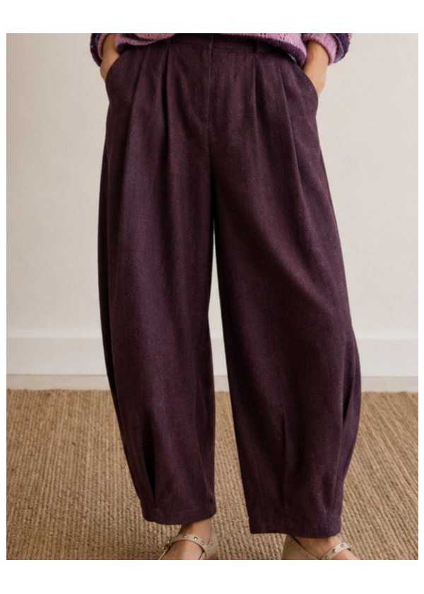 Pantalón ballon bolsillos laterales elasticos berenjena