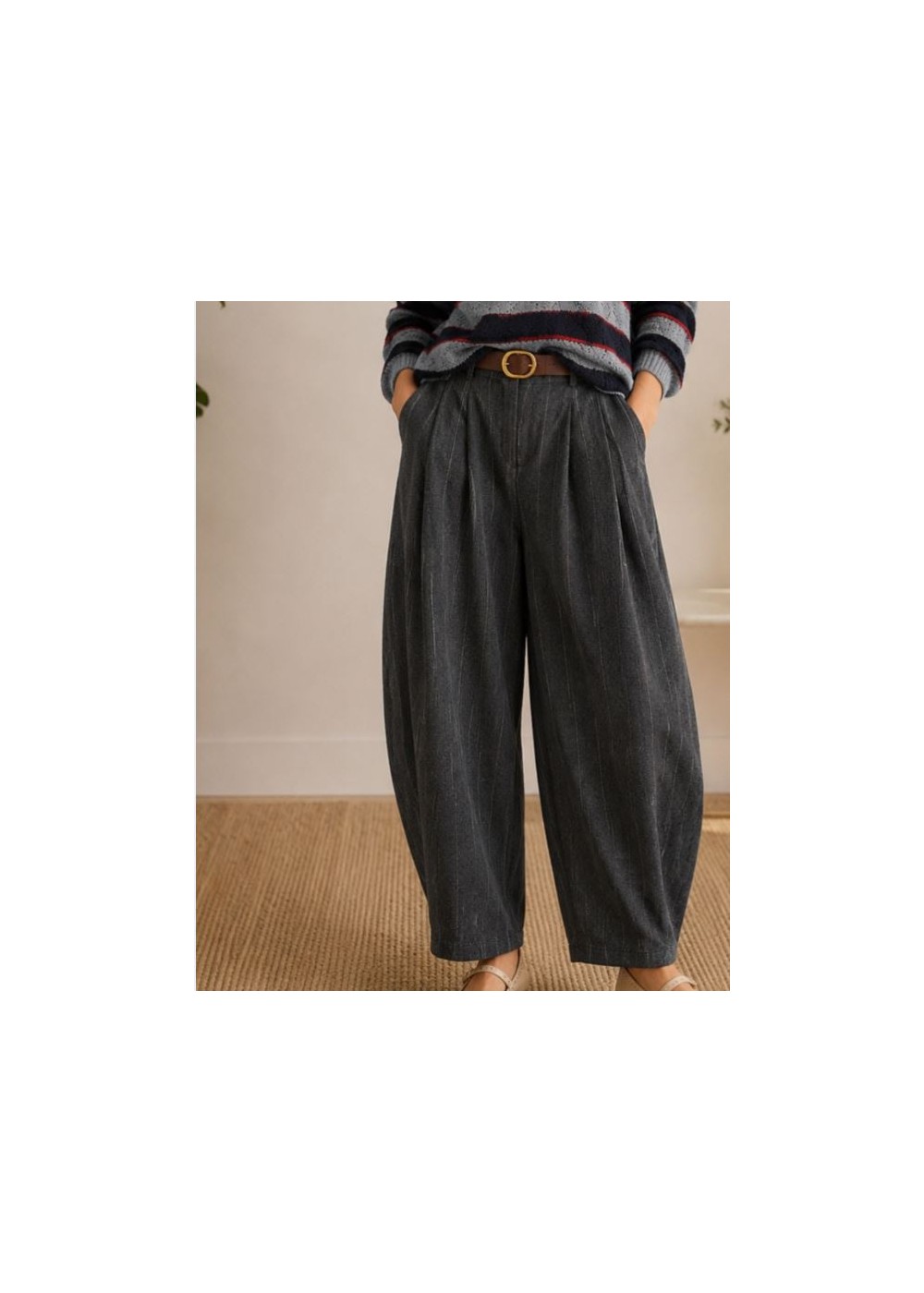 Pantalón ballon bolsillos  espiga marino